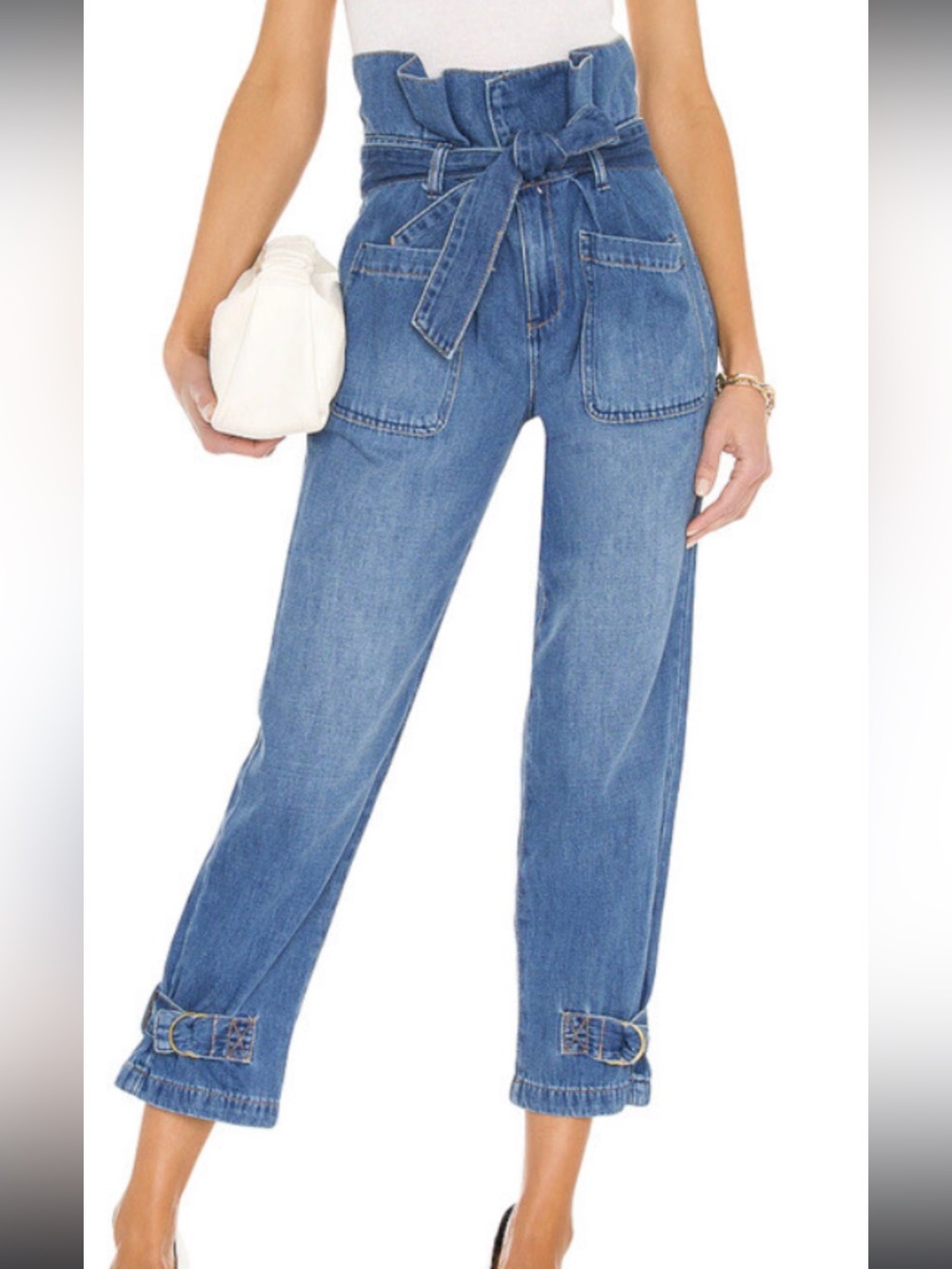 Blank NYC Blue Paperbag Tie Ankle Jeans